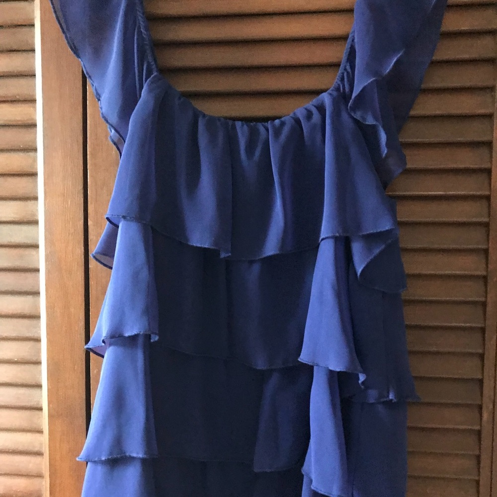 navy ruffled tank
